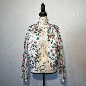Sanctuary Botanical In Bloom Cotton Floral Print Bomber Jacket - L